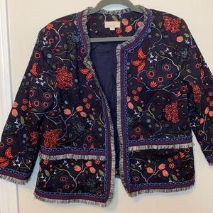 LOFT cotton jacket. Floral fruit print. Sz 14